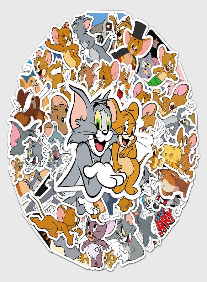 Ash & Roh Cute Cartoon Stickers for Kids, 50 Pcs Cute Stickers for Water Bottles - Cute Stickers Pack Gift for Kids Teen Birthday Party (Tom & Jerry) - Image 3